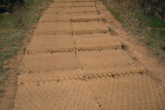Hiking way covered by coconut eco natural mat