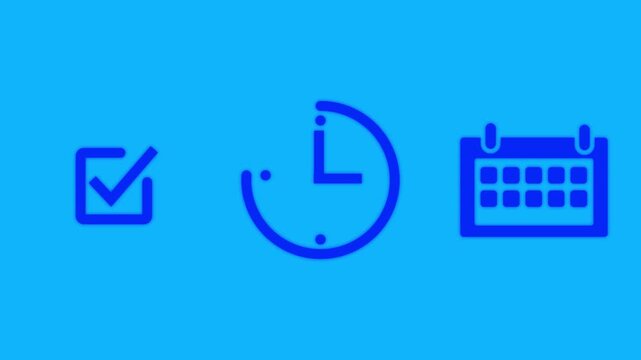 A digital icons of a check mark, clock, and calendar, symbolizing task completion, time tracking, scheduling, and productivity management in a modern digital workflow green background