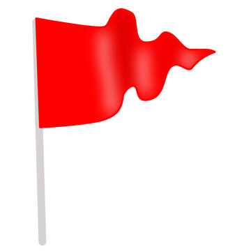 Waving a red pennant flag illustration with a pole, red flag icon for decoration
