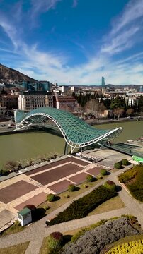 The Peace Bridge across the Mtkvari River in Tbilisi, Georgia