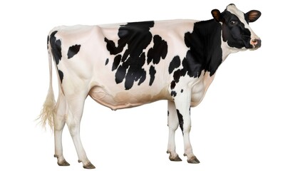 Fototapeta premium Black and White Holstein Friesian Dairy Cow Standing Isolated on White Background