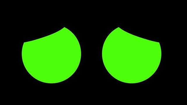 Cartoon Eyes Blinking Animation With Simple Eye Shapes Opening And Closing Representing Expression Attention. Watching From The Inside View. Or Character Reaction Isolated On Dark Background and Green