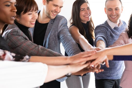 Diverse team unity celebration