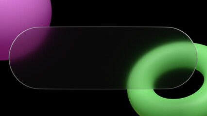An abstract 3D render with a glassmorphism effect shows off a frosted glass plaque, creating a modern and stylish visual background for projects.
