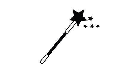 A magic wand emitting sparkling stars a striking black silhouette © Mdarif