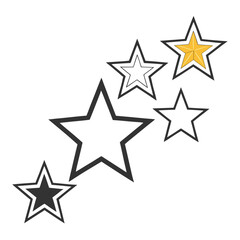 Obraz premium Five star shapes in various colors on white background five stars rating review