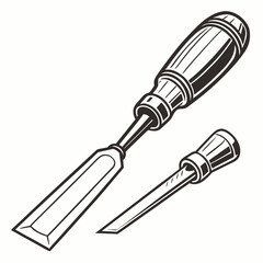 Fototapeta premium Two chisel tools hand tools carpentry tools woodworking tools
