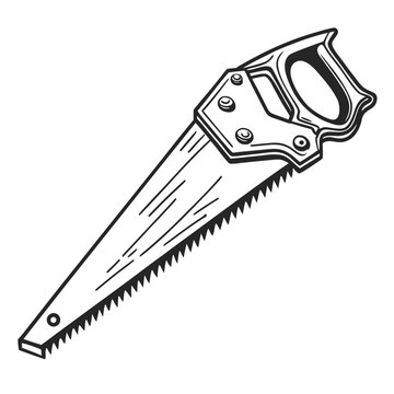 Black of a handsaw on white background cartoon tool