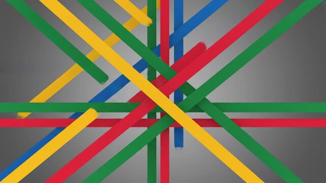 Colorful intersecting lines on gray gradient background for creative design