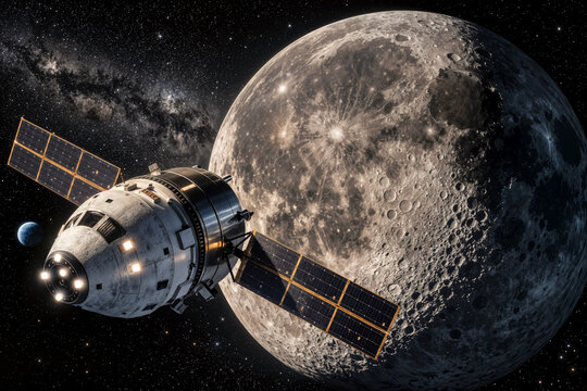 Crewed lunar orbit spacecraft returning humans to Moon cislunar mission Artemis lunar spacecraft next generation crewed deep space vehicle historic lunar return 2026