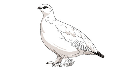 Fototapeta premium Elegant ptarmigan in its winter white plumage, blending seamlessly with snowy environments, showcasing its adaptation to cold climates.