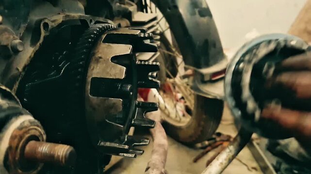 close up of old watch mechanism