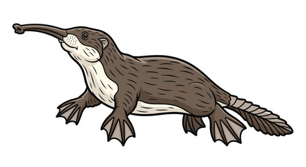 Fototapeta premium Fascinating illustration of the extinct Monotrematum, an ancient platypus-like creature with a long snout and webbed feet.