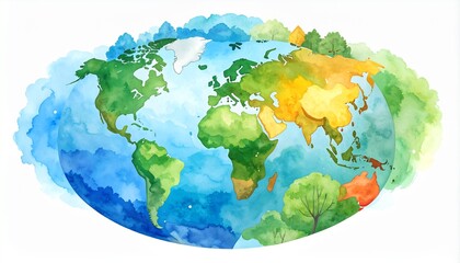 Fototapeta premium Colorful world map climate zones vector illustration global geography