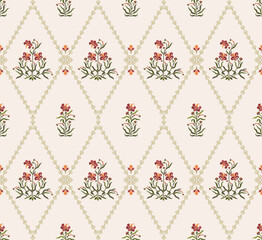 Naklejka premium Vector Hand drawn colourful geometric flowers Motifs African boho paisley, seamless patterns with floral for fabric Ethnic Indian Pattern, textiles, clothing, wrapping paper, backdrop, banner. 