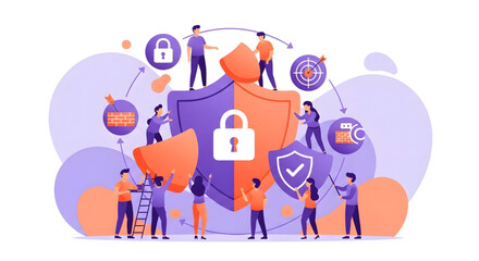 Fototapeta premium Cybersecurity team protecting online data.