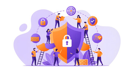 Fototapeta premium Teamwork Cyber Security Protection Concept.