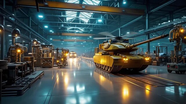 A large yellow tank sitting inside of a building