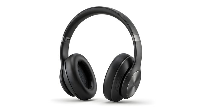 Modern wireless headphones isolated on white background, minimal tech product photography, studio lighting, high detail
