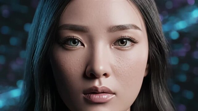 Futuristic polygon wireframe mesh transforming into a human face representing artificial intelligence and digital technology evolution.