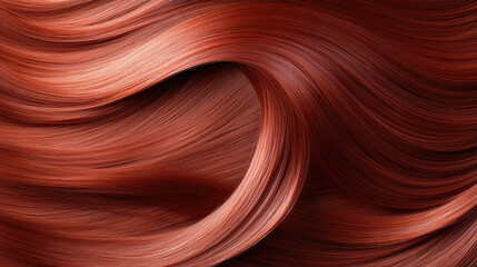 Obraz premium Wavy reddish hair showing a smooth, glossy surface with rich cherry and auburn tones, depicting healthy hair texture, movement, beauty, and premium hair care concepts