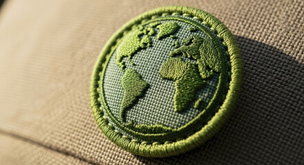 Green Embroidered Earth Badge, a Climate Change Patch and Environmental Activism Symbol for Global Warming Awareness, Sustainability Emblem, Nature Conservation, and Eco Protest Campaigns