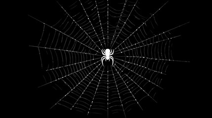 Fototapeta premium A black and white illustration of a spider perched on its web