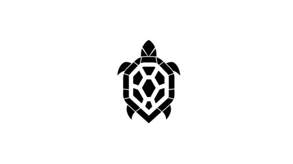 Obraz premium A geometric black turtle illustration centered on a white background. Simple and clean