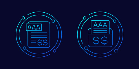 credit rating icons, linear design