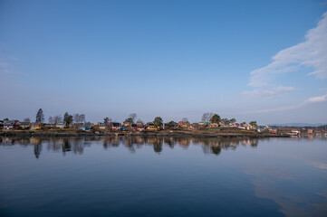 Obraz premium Summer cottages on the islands near Oslo, Norway,