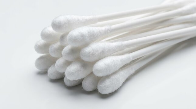 Stack of White Cotton Swabs for Personal Care and Hygiene