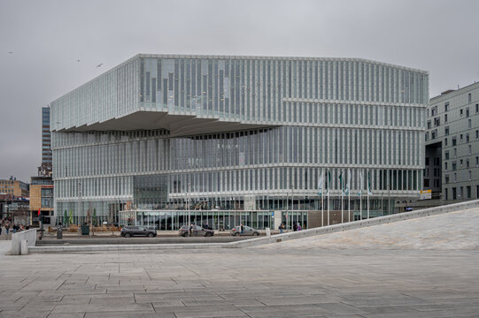 Oslo, Norway - March 11, 2026:  Exterior of the Deichman Library in Oslo, Norway.
