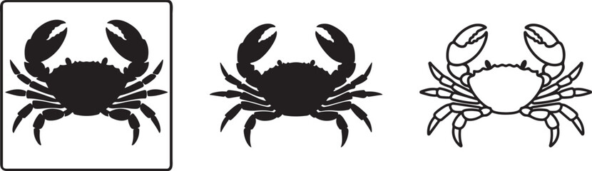 Bold crab silhouette marine seafood vector icon. © MdShohidul
