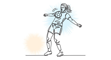Obraz premium Female Soccer Player Kicking Ball Dynamic Illustration Vector Sport Action Training