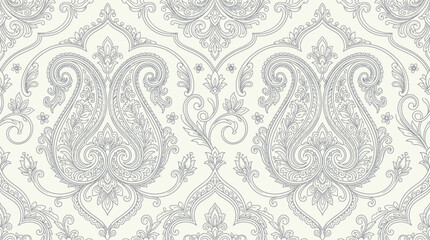 Obraz premium Elegant Damask Pattern Wallpaper Texture with Ornate Scrollwork and Vintage Flourish.