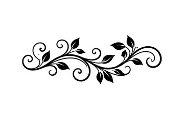 Fototapeta premium Exquisite black and white floral swirl divider with elegant leaves and graceful calligraphic scrolls, perfect vector art for vintage-inspired decorative elements, wedding invitations, and sophisticate