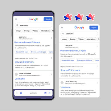Arc Browser Mobile Application Interface with Google Search Results on Smartphone. Arc Internet Browser Mobile App UI Design and Web Search Interface Template