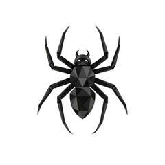 Obraz premium Geometric Black Spider Icon, Low Poly Style, Isolated on White Background