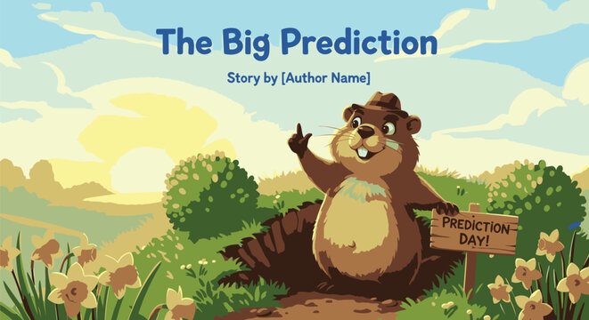 Groundhog Emerging from Burrow on Groundhog Day 1.