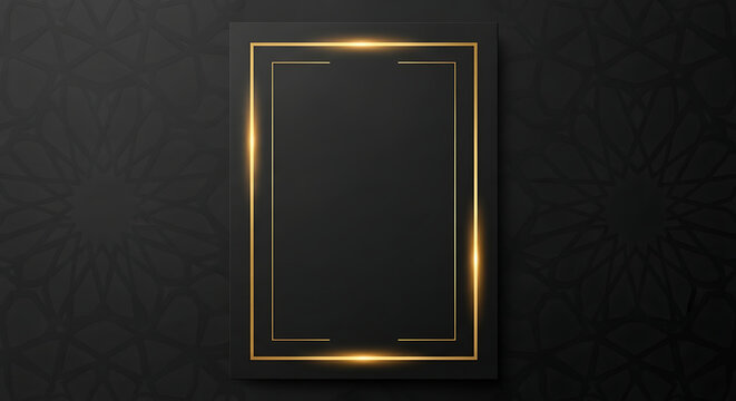 minimalist matte black restaurant menu template with gold border isolated on transparent background