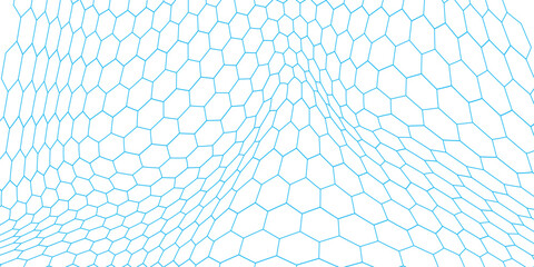 Fishing or soccer net. Repeated hexagon pattern. Black wired mesh texture isolated on white background. Metallic or fabric fence, cage or lattice structure. Vector graphic Illustration.