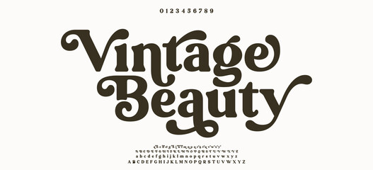 Vintage Beauty premium luxury elegant alphabet letters and numbers. Vintage wedding typography classic serif font decorative vintage retro. creative vector illustration © DesignerST