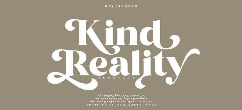 Kind Reality Elegant alphabet letters font logo. Typography luxury classic lettering serif italic fonts decorative wedding vintage retro brand logos. vector illustration