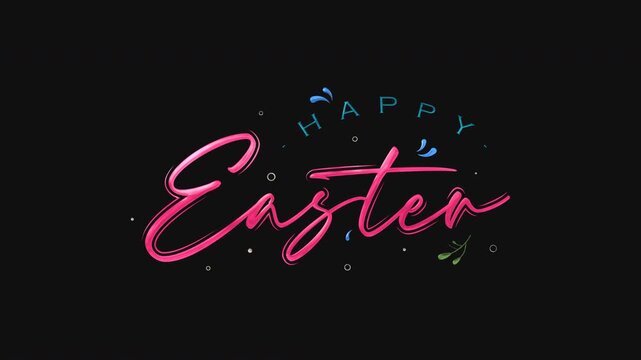 Pink easter text animation with blue floral accents is perfect for festive easter cards, social media posts, invitations, and springthemed designs.