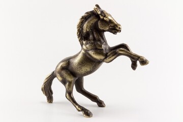 Fototapeta premium Bronze Rearing Horse Statue on White Background