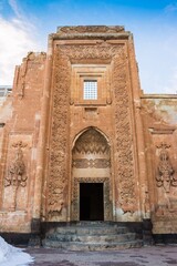 Naklejka premium Ishak Pasha Palace main entrance in Dogubeyazit, Turkey in winter