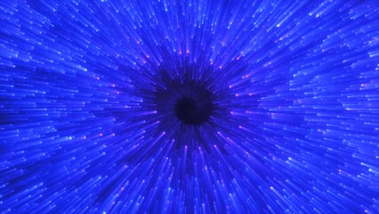Fototapeta premium Abstract blue energy magical glowing spiral swirl tunnel particle background with bokeh