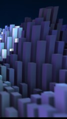 Fototapeta premium Abstract futuristic landscape made of tall glowing rectangular blocks with a digital feel