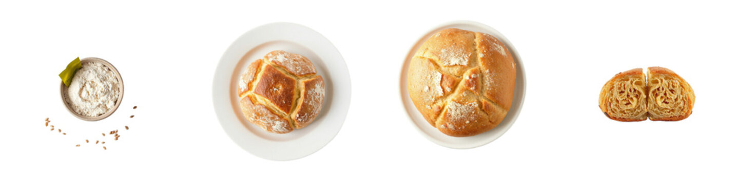 set of pictures for Traditional Moroccan khobz round flatbread baked to golden perfection with sesame seeds