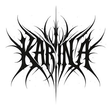 Dark Aesthetic Metal Logo Typography "KARINA" with Sharp Edges
